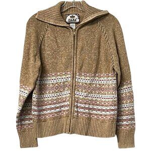 Tiara Full Zip Cardigan Collared Knitwear Sweater Women’s Large Multicolor Vtg